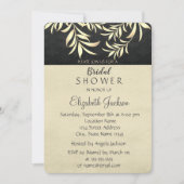 エレガントフェイク葉金ゴールドブライダルシャワー 招待状 (正面)