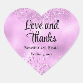 エレガントフェイク薄紫グリッター及びホイル結婚ス ハートシール
