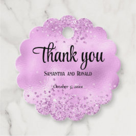 エレガントフェイク薄紫グリッター及びホイル結婚ス フェイバータグ