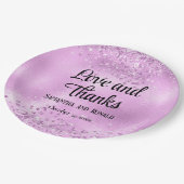 エレガントフェイク薄紫グリッター及びホイル結婚ス ペーパープレート (アングル)