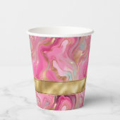 エレガントフェイク金ゴールドとピンクのマルリ結婚ーの 紙コップ (裏面)