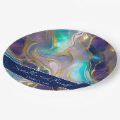 エレガントフェイク金ゴールドと青オパール結婚石 ペーパープレート (アングル)