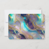 エレガントフェイク金ゴールドと青オパール結婚石 出欠カード (裏面)