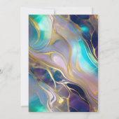 エレガントフェイク金ゴールドと青オパール結婚石 招待状 (裏面)