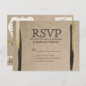 エレガントフェイク金ゴールドと黒のストロ絵を描ック インビテーションポストカード (正面/裏面)