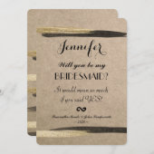 エレガントフェイク金ゴールドと黒のストロ絵を描ック 招待状 (正面/裏面)