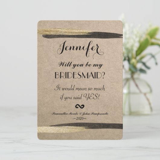 エレガントフェイク金ゴールドと黒のストロ絵を描ック 招待状 (スタンド正面)