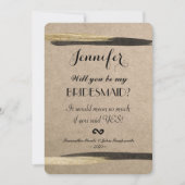 エレガントフェイク金ゴールドと黒のストロ絵を描ック 招待状 (正面)