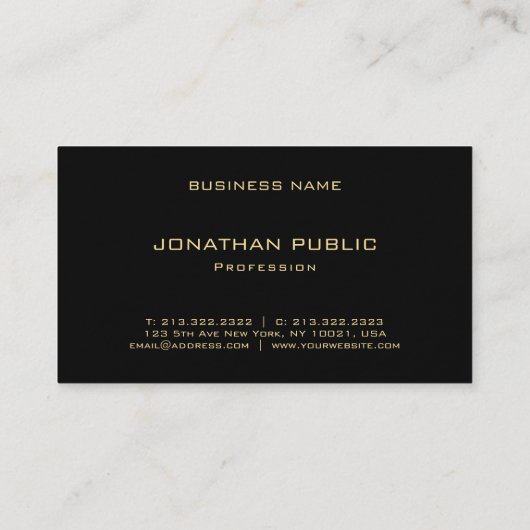 エレガントフェイク金ゴールドと黒のプモダンレミアム厚 名刺 (裏面)