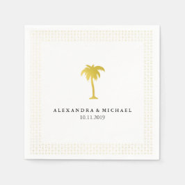 エレガントフェイク金ゴールドの結婚木 スタンダードカクテルナプキン