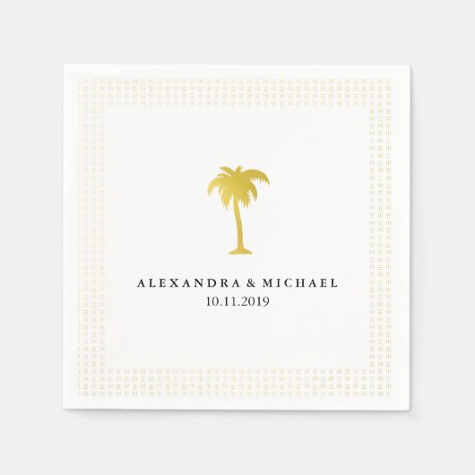 エレガントフェイク金ゴールドの結婚木 スタンダードカクテルナプキン (正面)