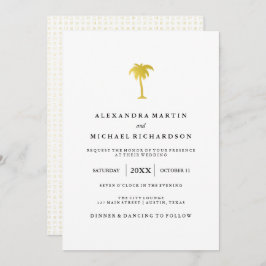 エレガントフェイク金ゴールドの結婚木 招待状