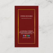 エレガントフェイク金ゴールドはさみシック美容師 名刺 (裏面)