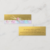 エレガントフェイク金ゴールドはさみ,バラ,ホログラフィック スキニー名刺 (正面/裏面)