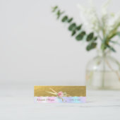 エレガントフェイク金ゴールドはさみ,バラ,ホログラフィック スキニー名刺 (スタンド正面)