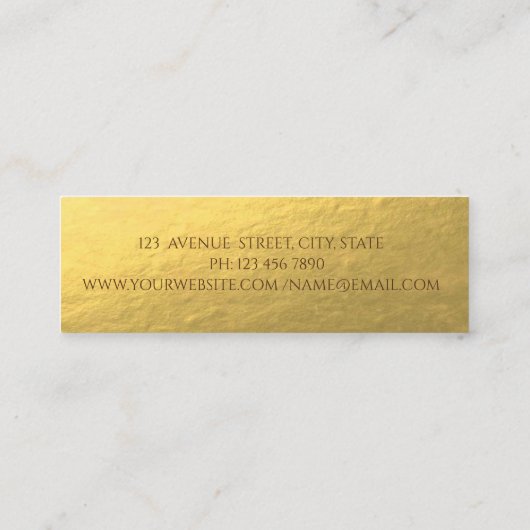 エレガントフェイク金ゴールドはさみ，バラ，ホログラフィック スキニー名刺 (裏面)