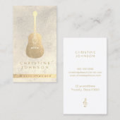 エレガントフェイク金ゴールドギター音楽先生 名刺 (正面/裏面)