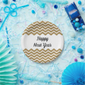 エレガントフェイク金ゴールドグリッターハッピーニューイヤー ペーパープレート (パーティー)