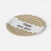 エレガントフェイク金ゴールドグリッターハッピーニューイヤー ペーパープレート (アングル)