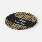 エレガントフェイク金ゴールドグリッターブストライプラック新年 ペーパープレート (アングル)