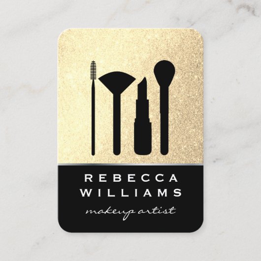 エレガントフェイク金ゴールドグリッターメイクセット 名刺 (正面)
