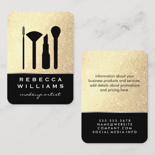 エレガントフェイク金ゴールドグリッターメイクセット 名刺 (正面/裏面)