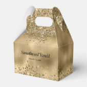 エレガントフェイク金ゴールドグリッター及びホイル結婚ス フェイバーボックス (正面サイド)