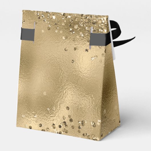 エレガントフェイク金ゴールドグリッター及びホイル結婚ス フェイバーボックス (裏面サイド)