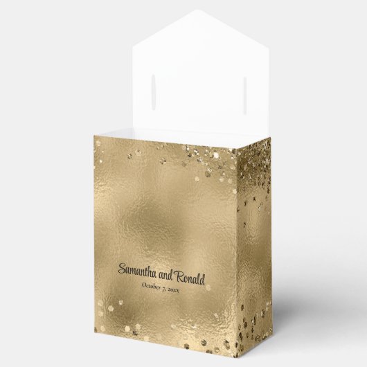 エレガントフェイク金ゴールドグリッター及びホイル結婚ス フェイバーボックス (オープン)