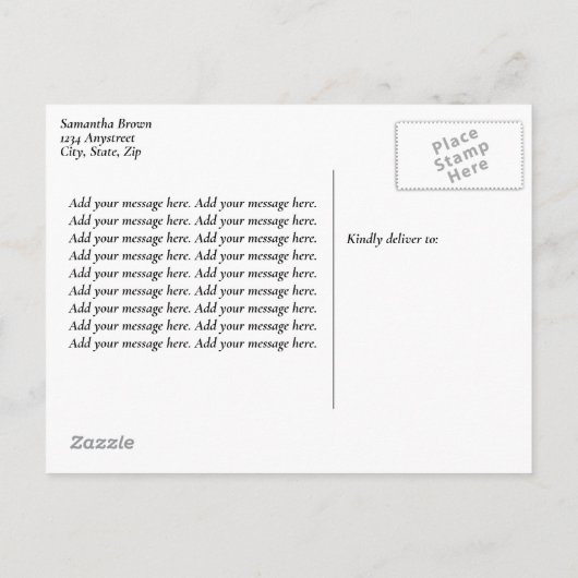 エレガントフェイク金ゴールドグリッター及びホイル結婚ス 案内ポストカード (裏面)