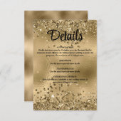 エレガントフェイク金ゴールドグリッター及びホイ結婚ル詳細 エンクロージャーカード (正面/裏面)