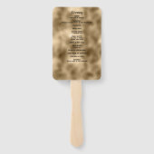 エレガントフェイク金ゴールドグリッター及び箔結婚式 プログラム ハンドファン (裏面)