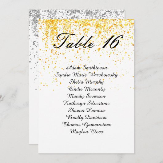 エレガントフェイク金ゴールドグリッター表 案内状 (正面/裏面)