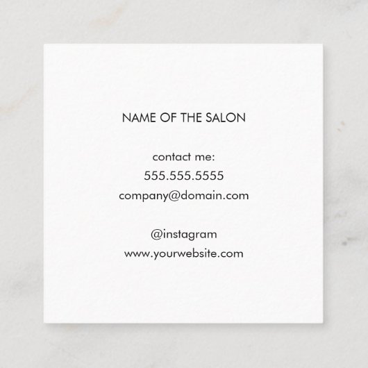 エレガントフェイク金ゴールドグレーストライプ美しいヘアメイクアップ スクエア名刺 (裏面)