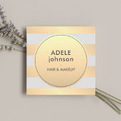 エレガントフェイク金ゴールドグレーストライプ美しいヘアメイクアップ スクエア名刺