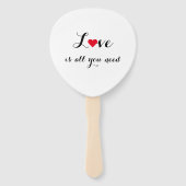 エレガントフェイク金ゴールドスクリプト赤いハートSummer 結婚's ハンドファン (裏面)