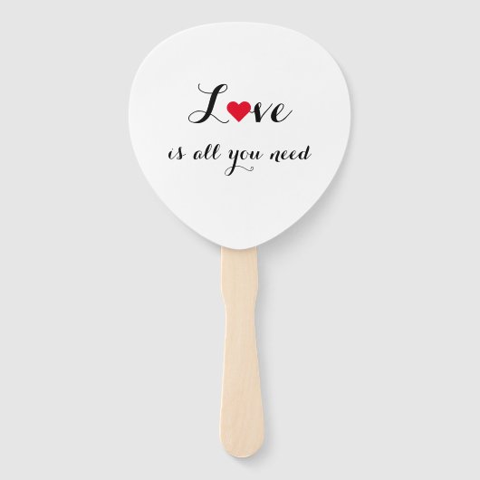 エレガントフェイク金ゴールドスクリプト赤いハートSummer 結婚's ハンドファン (裏面)