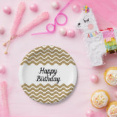 エレガントフェイク金ゴールドストライプグリッター ペーパープレート (パーティー)