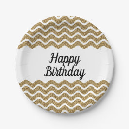 エレガントフェイク金ゴールドストライプグリッター ペーパープレート