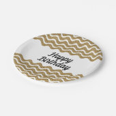 エレガントフェイク金ゴールドストライプグリッター ペーパープレート (アングル)