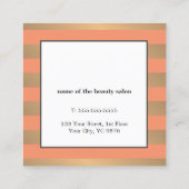 エレガントフェイク金ゴールドストライプ美しい スクエア名刺 (裏面)