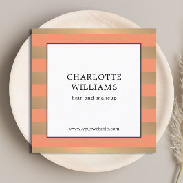 エレガントフェイク金ゴールドストライプ美しい スクエア名刺