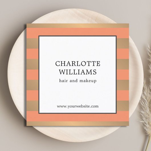 エレガントフェイク金ゴールドストライプ美しい スクエア名刺