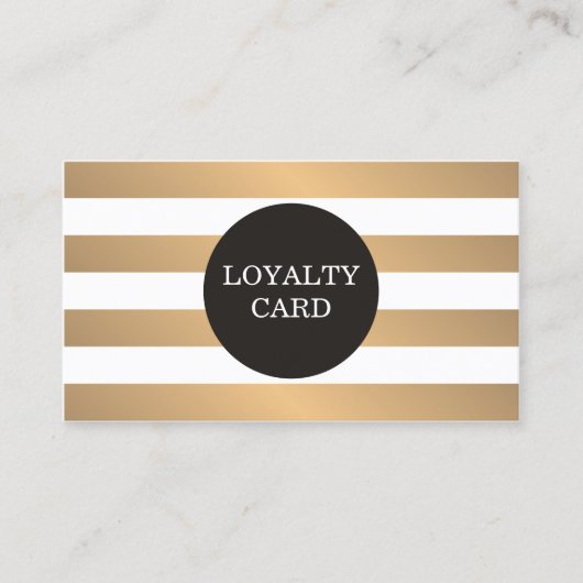 エレガントフェイク金ゴールドストライプ美しい ロイヤリティカード (正面)
