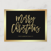 エレガントフェイク金ゴールドタイポグラフィ | メリークリスマス シーズンポストカード (正面)