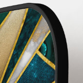 エレガントフェイク金ゴールドターコイズ ピックルボールラケット (左詳細)