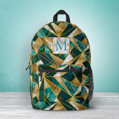 エレガントフェイク金ゴールドターコイズ プリントバックパック
