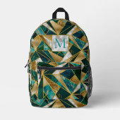 エレガントフェイク金ゴールドターコイズ プリントバックパック (正面)