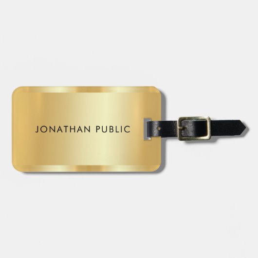 エレガントフェイク金ゴールドトレンディーモダンテンプレート ラゲッジタグ (正面横)