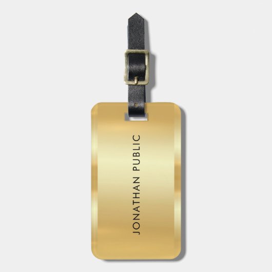 エレガントフェイク金ゴールドトレンディーモダンテンプレート ラゲッジタグ (正面縦)